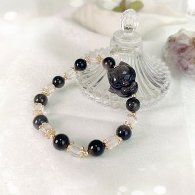 桃花人緣/擋煞避邪-《高閃光銀曜狐狸水晶手鍊》6