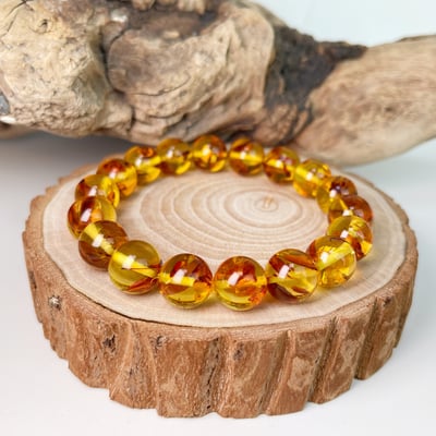 收藏級/天然琥珀-《11.5mm黃金花珀/琥珀手珠》5