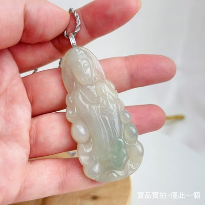 平安吉祥/心靈安定-《綠飄花緬甸玉觀音項鍊》27
