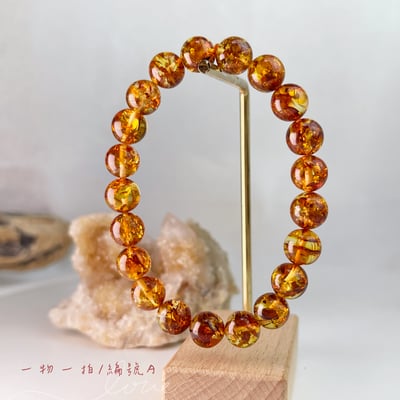 擋煞招財/天然琥珀-《8mm黃金花珀琥珀手鍊》3