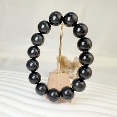 擋煞/避邪/防小人-《14mm墨西哥彩虹黑曜手珠》3