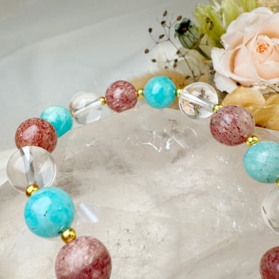 貴人/正能量/思緒-《星球貝母草莓天河手鍊》5