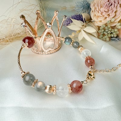 貴人運/水晶能量-《草莓晶拉長銅管手鍊》3