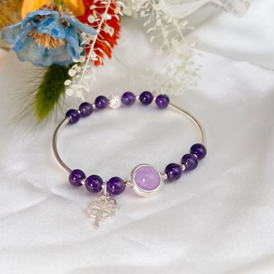 銀管/貴人相助-《純銀幸運草銀管紫水晶手鍊》3
