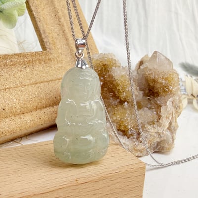 平安/吉祥/靜心-《冰種豆青觀音項鍊》3