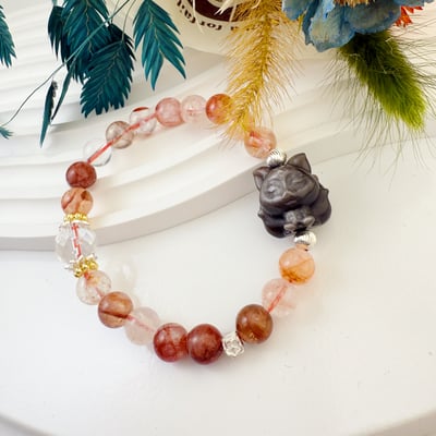 招財/擋煞/防小人-《銀曜九尾狐紅膠花手鍊》2