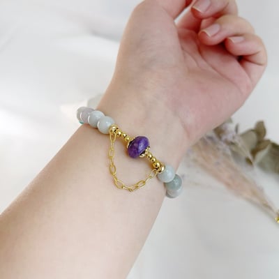 智慧貴人/吉祥平安-《紫龍晶緬甸玉珠手鍊》6