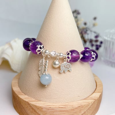 花朵紫水晶海藍寶手鍊5