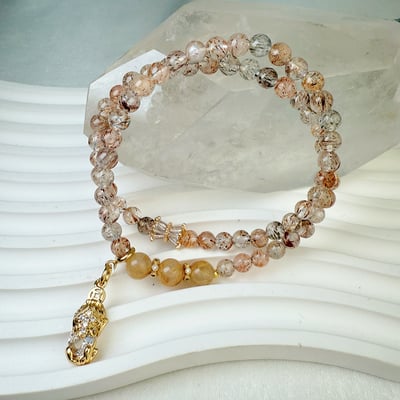 擋煞/招財-《雙圈黑金超七鈦晶貔貅手鍊》3