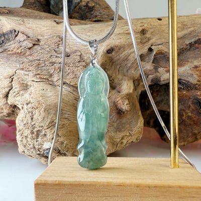 平安吉祥/心靈安定-《冰油青緬甸玉觀音項鍊》5