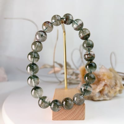 穩定心靈/招財助事業-《10mm高品綠幽靈水晶手鍊》5