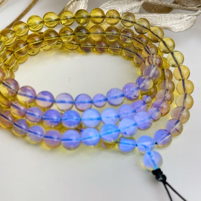 招財/擋煞/安神定魄-《6mm天然藍珀琥珀108唸珠》7