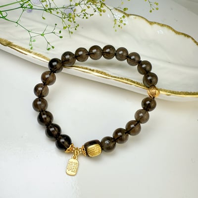 避邪擋煞/招財/健康-《原木經文茶晶福氣手鍊》5