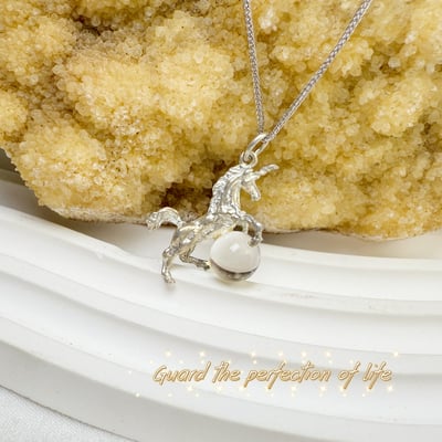 頂級白水晶/雙尖靈擺-《激光料圓珠獨角獸項鍊》3