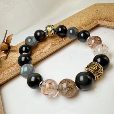 擋煞/招財-《黑金超七拉長石手鍊》4