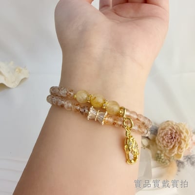 擋煞/招財-《雙圈黑金超七鈦晶貔貅手鍊》6