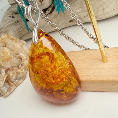 避邪擋煞/招財納福-《滿花黃金花珀琥珀項鍊》5