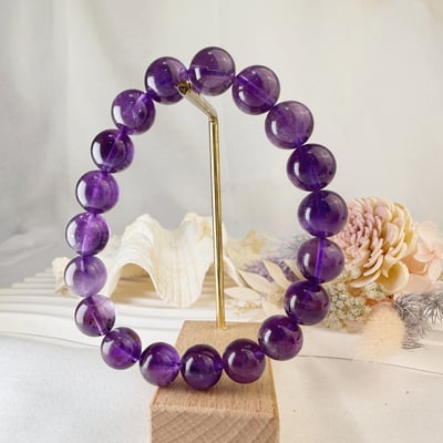 貴人/智慧/正能量-《10mm紫水晶素圈手鍊》3
