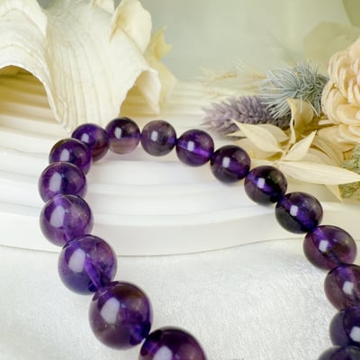 貴人/智慧/正能量-《10mm紫水晶素圈手鍊》5