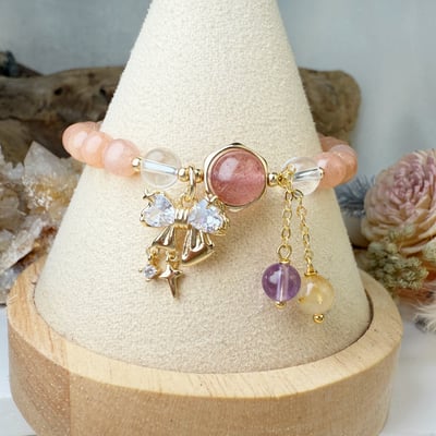 旺運勢/正能量-《蝴蝶結橙月光水晶手鍊》3