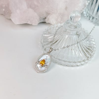 錳鋁榴石宮廷風貝母項鍊6