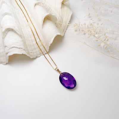紫水晶立體橢形項鍊2