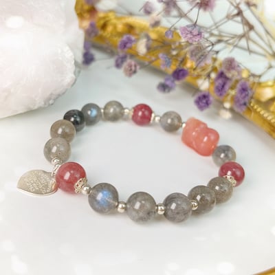 消除負能量/招財護主-《草莓拉長石·鹽源貔貅手鍊》1