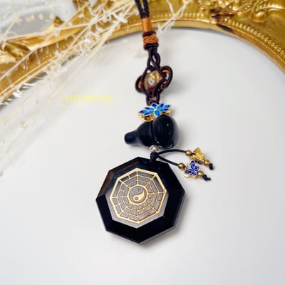 避邪黑曜/擋煞/防小人-《太極黑曜八卦+葫蘆吊飾》4