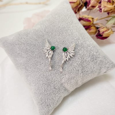 天使翅膀綠翡翠耳環4