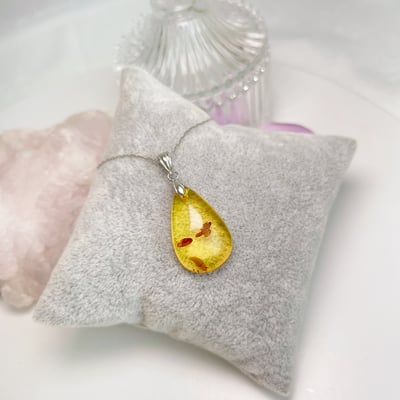 黃金花珀琥珀項鍊-43