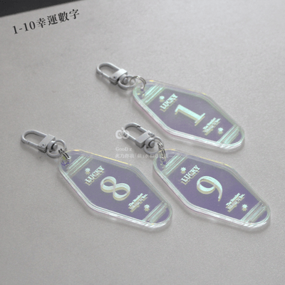 幸運數字 飯店卡吊飾 鑰匙圈 虹彩 生日月 掛飾 擺設 裝飾 掛件 拍照攝影 道具 手作DIY 送禮 祝福2