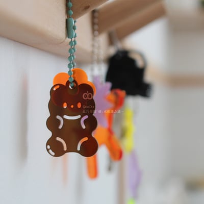 小熊軟糖吊飾 花朵 壓克力吊飾 鑰匙圈 文具 掛飾 配件 擺設 可愛小物 居家生活 裝飾 手作DIY 繽紛1