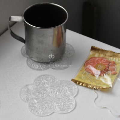 海棠花壓克力杯墊 窗花 梅花造型 復古 懷舊風 立體紋路 拍照道具 擺飾 擺件 造型杯墊 文創商品 DIY2