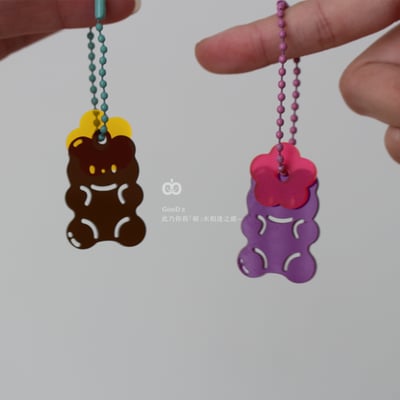 小熊軟糖吊飾 花朵 壓克力吊飾 鑰匙圈 文具 掛飾 配件 擺設 可愛小物 居家生活 裝飾 手作DIY 繽紛3