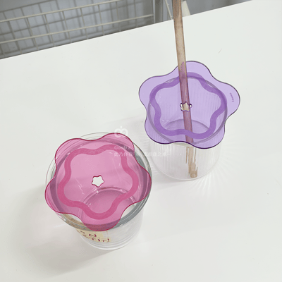 防塵杯蓋 花瓶插 壓克力杯墊 多功能 彩色壓克力 花形 擺件 配件 桌面擺設 餐廚用品 拍照道具 居家2