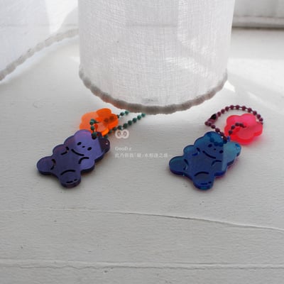 小熊軟糖吊飾 花朵 壓克力吊飾 鑰匙圈 文具 掛飾 配件 擺設 可愛小物 居家生活 裝飾 手作DIY 繽紛7