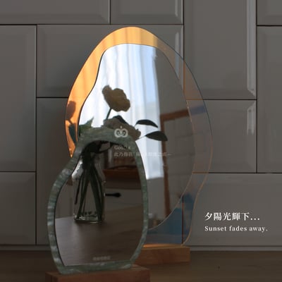 壓克力壁鏡 不規則 牆面鏡 虹彩 幻彩鏡子 化妝鏡 擺飾 桌面 居家 裝飾 擺件 家具 拍攝道具 創意6