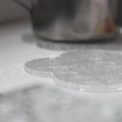 海棠花壓克力杯墊 窗花 梅花造型 復古 懷舊風 立體紋路 拍照道具 擺飾 擺件 造型杯墊 文創商品 DIY7