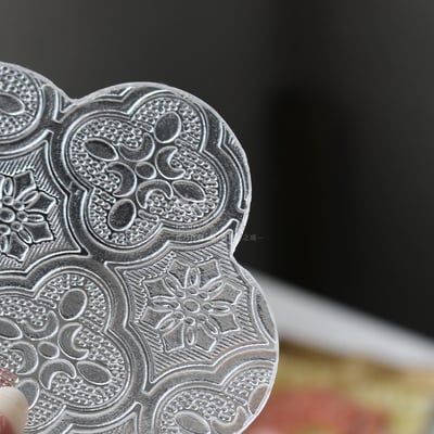海棠花壓克力杯墊 窗花 梅花造型 復古 懷舊風 立體紋路 拍照道具 擺飾 擺件 造型杯墊 文創商品 DIY10