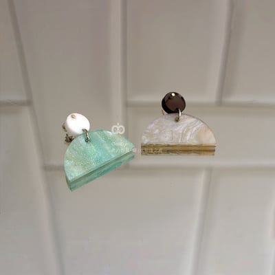 原創耳環 S925純銀 貝殼珍珠 吊墜 銀針 壓克力 耳針 耳釘 耳環 飾品 銀飾 首飾 墜飾 改耳夾 手工2