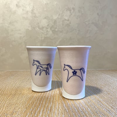 大堀相馬燒 京月窯 桃彩萬用杯（兩入）1