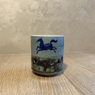 大堀相馬燒 京月窯 藍馬雙層茶杯（單個）3