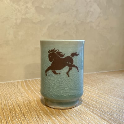 大堀相馬燒 京月窯 駿馬奔騰 茶杯1