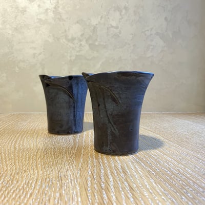 大堀相馬燒 京月窯 黑光彩萬用杯（兩入）1