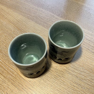 大堀相馬燒 京月窯 藍馬雙層茶杯（單個）2