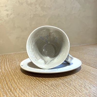 大堀相馬燒 京月窯 紫彩系列 愛心形狀咖啡杯組（含碟子）2