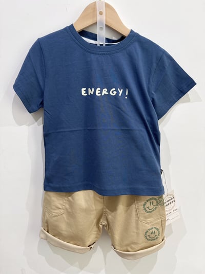 【ENERGY!｜簡約英字母莫蘭迪藍｜短T】3