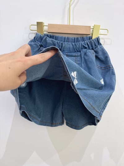 【BOW DENIM SKIRT PANTS｜蝴蝶結刺繡牛仔｜褲裙】3