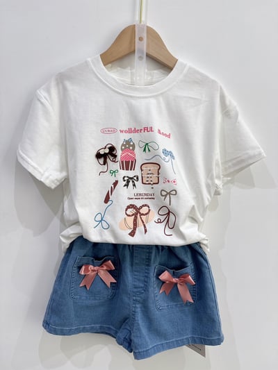 【WONDERFUL MOOD｜手繪蝴蝶結白色｜短T】7