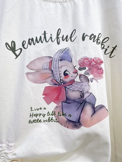 【Beautiful Rabbit 花園兔兔側抽繩｜短T】5